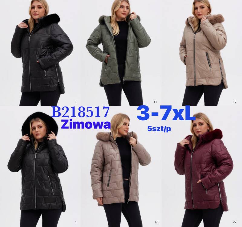 Kurtki damskie zimowe Roz 3XL-7XL, 1 Kolor Paczka 5 szt